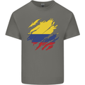Torn Columbia Flag Columbian Day Football Mens Cotton T-Shirt Tee Top Charcoal