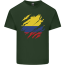 Torn Columbia Flag Columbian Day Football Mens Cotton T-Shirt Tee Top Forest Green