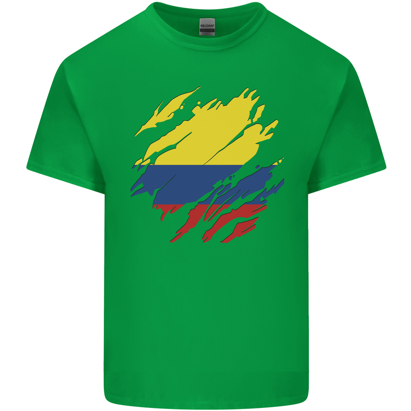 Torn Columbia Flag Columbian Day Football Mens Cotton T-Shirt Tee Top Irish Green