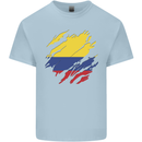 Torn Columbia Flag Columbian Day Football Mens Cotton T-Shirt Tee Top Light Blue