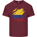 Torn Columbia Flag Columbian Day Football Mens Cotton T-Shirt Tee Top Maroon