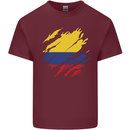 Torn Columbia Flag Columbian Day Football Mens Cotton T-Shirt Tee Top Maroon
