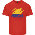 Torn Columbia Flag Columbian Day Football Mens Cotton T-Shirt Tee Top Red