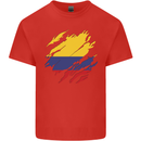 Torn Columbia Flag Columbian Day Football Mens Cotton T-Shirt Tee Top Red