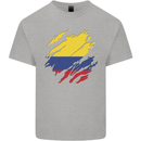 Torn Columbia Flag Columbian Day Football Mens Cotton T-Shirt Tee Top Sports Grey