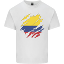 Torn Columbia Flag Columbian Day Football Mens Cotton T-Shirt Tee Top White