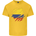 Torn Columbia Flag Columbian Day Football Mens Cotton T-Shirt Tee Top Yellow