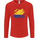 Torn Columbia Flag Columbian Day Football Mens Long Sleeve T-Shirt Red