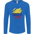 Torn Columbia Flag Columbian Day Football Mens Long Sleeve T-Shirt Royal Blue