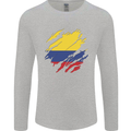 Torn Columbia Flag Columbian Day Football Mens Long Sleeve T-Shirt Sports Grey