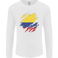 Torn Columbia Flag Columbian Day Football Mens Long Sleeve T-Shirt White