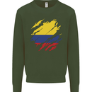 Torn Columbia Flag Columbian Day Football Mens Sweatshirt Jumper Forest Green