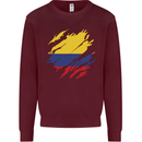 Torn Columbia Flag Columbian Day Football Mens Sweatshirt Jumper Maroon