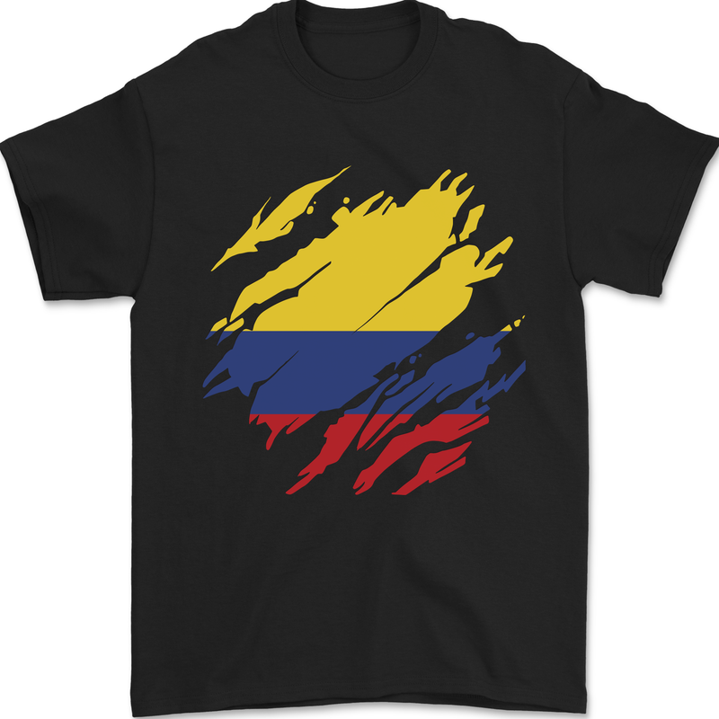 Torn Columbia Flag Columbian Day Football Mens T-Shirt 100% Cotton Black