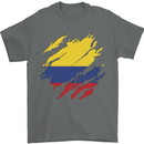 Torn Columbia Flag Columbian Day Football Mens T-Shirt 100% Cotton Charcoal