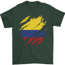 Torn Columbia Flag Columbian Day Football Mens T-Shirt 100% Cotton Forest Green