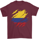 Torn Columbia Flag Columbian Day Football Mens T-Shirt 100% Cotton Maroon