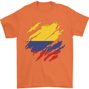 Torn Columbia Flag Columbian Day Football Mens T-Shirt 100% Cotton Orange