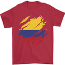 Torn Columbia Flag Columbian Day Football Mens T-Shirt 100% Cotton Red