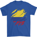 Torn Columbia Flag Columbian Day Football Mens T-Shirt 100% Cotton Royal Blue