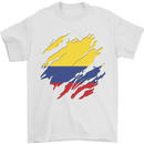 Torn Columbia Flag Columbian Day Football Mens T-Shirt 100% Cotton White
