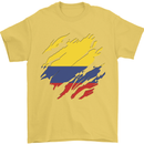 Torn Columbia Flag Columbian Day Football Mens T-Shirt 100% Cotton Yellow