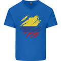Torn Columbia Flag Columbian Day Football Mens V-Neck Cotton T-Shirt Royal Blue
