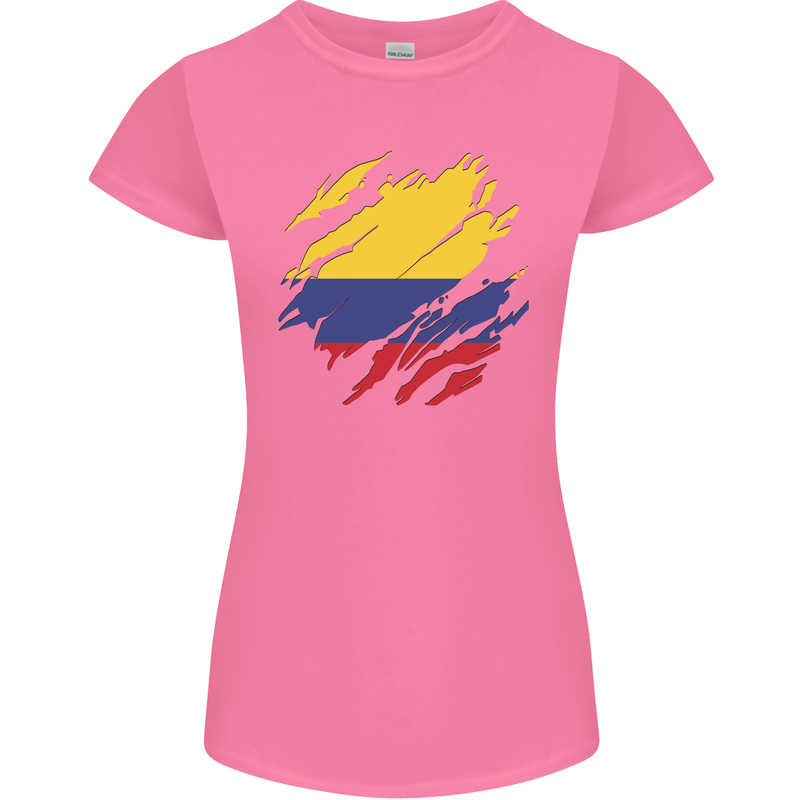 Torn Columbia Flag Columbian Day Football Womens Petite Cut T-Shirt Azalea
