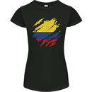 Torn Columbia Flag Columbian Day Football Womens Petite Cut T-Shirt Black