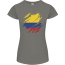 Torn Columbia Flag Columbian Day Football Womens Petite Cut T-Shirt Charcoal
