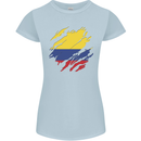 Torn Columbia Flag Columbian Day Football Womens Petite Cut T-Shirt Light Blue