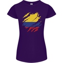 Torn Columbia Flag Columbian Day Football Womens Petite Cut T-Shirt Purple