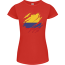 Torn Columbia Flag Columbian Day Football Womens Petite Cut T-Shirt Red