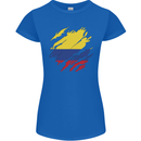 Torn Columbia Flag Columbian Day Football Womens Petite Cut T-Shirt Royal Blue