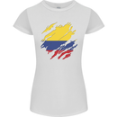 Torn Columbia Flag Columbian Day Football Womens Petite Cut T-Shirt White