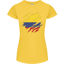 Torn Columbia Flag Columbian Day Football Womens Petite Cut T-Shirt Yellow
