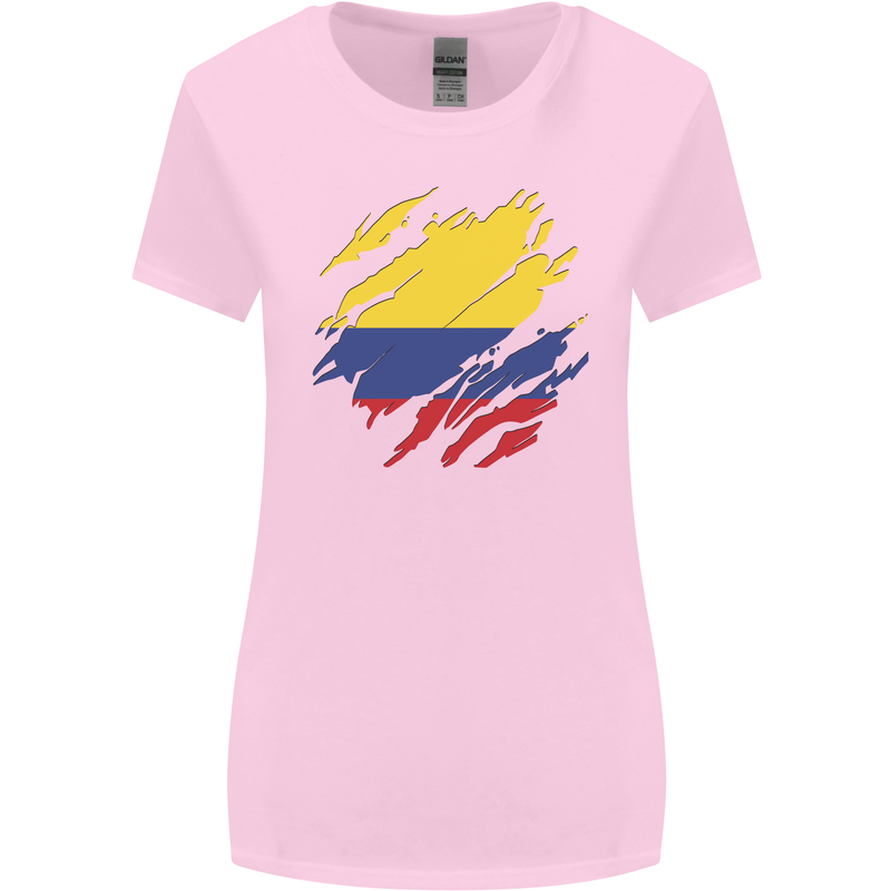 Torn Columbia Flag Columbian Day Football Womens Wider Cut T-Shirt Light Pink