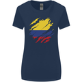 Torn Columbia Flag Columbian Day Football Womens Wider Cut T-Shirt Navy Blue