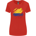 Torn Columbia Flag Columbian Day Football Womens Wider Cut T-Shirt Red