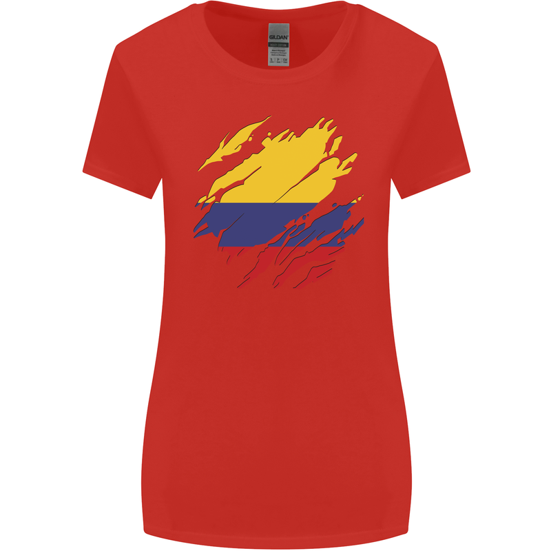 Torn Columbia Flag Columbian Day Football Womens Wider Cut T-Shirt Red
