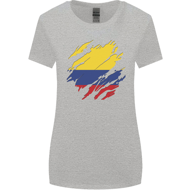 Torn Columbia Flag Columbian Day Football Womens Wider Cut T-Shirt Sports Grey