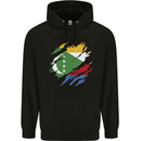 Torn Comoros Flag Comorian Day Football Childrens Kids Hoodie Black