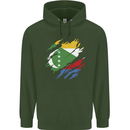 Torn Comoros Flag Comorian Day Football Childrens Kids Hoodie Forest Green