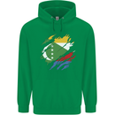 Torn Comoros Flag Comorian Day Football Childrens Kids Hoodie Irish Green