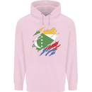 Torn Comoros Flag Comorian Day Football Childrens Kids Hoodie Light Pink