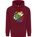 Torn Comoros Flag Comorian Day Football Childrens Kids Hoodie Maroon