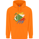 Torn Comoros Flag Comorian Day Football Childrens Kids Hoodie Orange