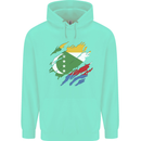 Torn Comoros Flag Comorian Day Football Childrens Kids Hoodie Peppermint