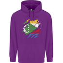 Torn Comoros Flag Comorian Day Football Childrens Kids Hoodie Purple