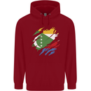 Torn Comoros Flag Comorian Day Football Childrens Kids Hoodie Red